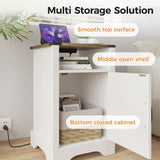 ZNTS Wholesale Modern Accent Wood Tall White Night Stands Cabinet Side Tables Bedroom With Charging W1828137430