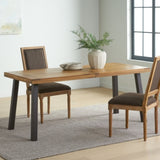 ZNTS Della Acacia Wood Dining Table, Natural Stained with Rustic Metal, 32.25 in x 69 in x 29.5 in, 57192.00INTL