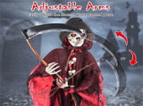Halloween 8ft Sound-Activated Grim Reaper - Flashing Red Eyes, Scary Sounds, Adjustable Arms, 47758798
