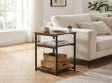Industrial 3-Tier Open Storage End Table, Tall Nightstand for Living Room, Bedroom, Office, Rustic 43417232