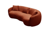 Mid Century Modern Curved Sofa, Boucle Fabric Couch for Bedroom, Office, Apartment, Orange W876102841