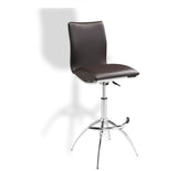 ZNTS Modern Barstool Leatherette/Chrome Adjustable Height In Brown Color B091119811