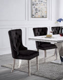 ZNTS Contemporary Black Color Flannelette 2pcs Side Chairs Button-Tufted Upholstered Dining Chairs B011P208974