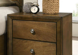 Walnut 1pc Nightstand Bedroom Rubberwood Bedside Table Bronze Metal Knob Furniture B011P326723