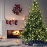 Artificial 7.5ft Green Christmas Tree with 3135 PE/PVC Mixed Branch Tips, 650L warm white led, Steel 11220679