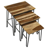 Natural and Black 3-Piece Nesting Table with Hairpin Legs B062P153893