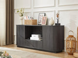 64-Inch Wavy TV Stand, Rounded Sideboard, Storage Cabinet, Wooden Vertical Stripe Cabinet for Living W1162P309020