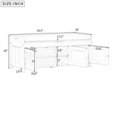Storage Bench with 3 Shutter-shaped Doors, Shoe Bench with Removable Cushion and Hidden Storage 70290505