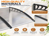 160"x40" Clear Panel Awning, One-Piece Polycarbonate Sun Panel with Black PP Bracket & Aluminum Bars 55846421