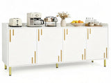 White 4-Door Buffet Storage Cabinet with Push-to-Open Soft Close Doors, Adjustable Metal Legs 88334688