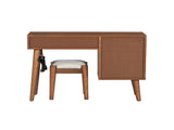 39" Retro Bohemian Style Wooden Makeup Vanity Set with Charging Plug&USB Port and Stool, Dressing N733P180011D