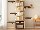 Rotating Bookshelf, 360 Degree Display 5 Tier Corner Bookshelf with Drawer for Small Space, Floor W2641P375499