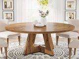47" Round Farmhouse Dining Burlywood Wood Kitchen for 4, Cross Base Wooden Dinner B082P364496