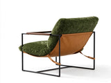 28 Inch Extra Wide Sling Accent Chair, Fully Disassembled, Rubber Wood Armrest, Metal Iron Frame, 63766309