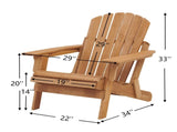 Oversize Wooden Outdoor Folding Adirondack with Pre-Assembled BackRest & SeatBoard, Wood Patio W2640P307500