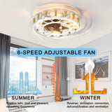 ZNTS Caged Ceiling Fan with Lights Remote Control,Semi -embedded Modern Ceiling fans, 6 Speeds Reversible W1340119553