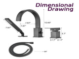 Waterfall Bathtub Faucet with Sprayer, 3-Hole Roman Filler with Hand Shower Deck Mount Waterfall W1224P206184