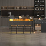 59 inch bar table, dining table, sofa table with power socket and LED light, 3 saddle stools, W2972P313231