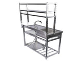 39.4in Stainless Steel Utility Sink Set, Single Bowl Commercial Sink w/ Shelves Single Bowl Sink for 91301593