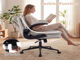Criss Cross Chair with Flip-Up Arms, Faux Leather Cross Legged Office Chair with Adjustable Height & 89058747