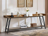 70.9 inch Extra Long Console Table with 2 Power Outlets & USB Ports, Rustic Industrial Sofa Table 41247517