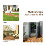 27 Pieces 12 x 12 Inch outdoor floor tilesAcacia Wood Interlocking Patio Deck Tile 92883574
