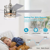 ZNTS 52-inch 5-blade Plywood Blades Ceiling Fan ,Dual Lamp Shade Ceiling Fan with Remote Control W1592P154306