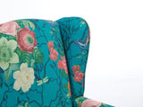 Modern Accent with Retro Wood Legs, Comfy Upholstered Armchair, Floral Design Single Sofa 90825210