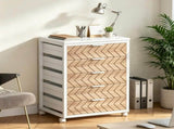 5-Drawer Rolling Storage Cabinet, Mobile Chest with Wood Grain Fronts & Casters 05480215