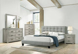 Contemporary 1pc California King Size Bed Grey Polyfiber Tufted Headboard Platform Bedframe Bedroom B011P309348