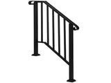 Matte Black Outdoor 2-Step Iron Handrail 88454431