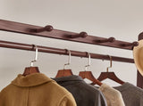 Solid Wood Freestanding Clothing Garment Rack, 23.62"16.34"63.78", Mobile Wooden Clothes Hanger W5368P553346