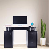 ZNTS 15mm MDF Portable 1pc Door with 3pcs Drawers Computer Desk Black 08402770