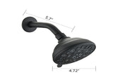 Matte Black high pressure 6-setting 4" shower head - Angle adjustable, clog-proof shower head 23627898