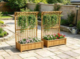 Yellow 2-Pack Wood Trellis Planter Raised Garden Bed for Climbing Vines, Backyard Privacy Screen 19332625