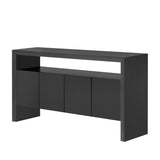 U_Style 60" 4-Door Sideboard, Modern Minimalist Solid Veneer Sideboard with Open Shelf, Natural N711P289132B