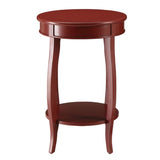 Red Round Side Table with Bottom Shelf B062P181366