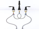 2-Handle 8 inch Widespread Bathroom Sink Faucet Matte Black Lavatory Faucet 3 Hole 360&deg Swivel Spout T3177P277514
