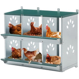 ZNTS Chicken Nesting Box, 6 Room Metal Nesting Boxes for Chicken,Galvanized steel Nesting Boxes for W1422P246452