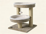 24 Inch Compact Cat Tree with 2 Plush Perches, Jute Rope Scratching Posts & Hanging Toy Ball, Stable 52371012