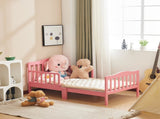 Single-layer vertical plank bed with side railings, pink, 135*75*62.5cm, wooden bed, pine, 90765179