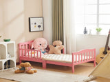 Single-layer vertical panel bed with side rails, pink, 135*75*62.5cm, pine wood, children's bed 86927630