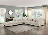 1pc Modern Living Room Furniture Modular Corner Seat Plush Beige Corduroy Fabric Upholstery Plywood B011P220979