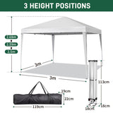 ZNTS 3 x 3m Practical Waterproof Right-Angle Folding Tent White 26721107