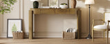 TREXM Entryway Table with Natural Wood Grain Finish, Console Table with Fluted Design, Oval Top and N715P288632D