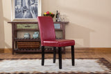 Urban Style Solid Wood Leatherette Padded Parson Chair, Red, Set of 2 T2574P164534