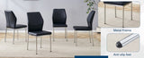 4-piece set of black silver light luxury PU dining chairs ergonomic backrest, 36.7 inches high, W1151P282690