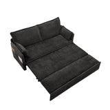 59.5" Ergonomic Sofa Bed with Storage & Charging - Supportive Chenille Convertible Sleeper, 800lb W2606P301327