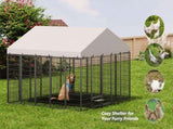 Large Dog Kennel Outdoor Pet Pens Dogs Run Enclosure Animal Hutch Metal Coop Fence with Roof Cover. W1820P378147