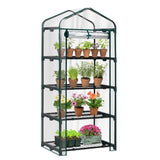 4 Tier Mini Greenhouse with PVC Cover & Roll-Up Zipper Door, Portable Waterproof Greenhouse for 31843627